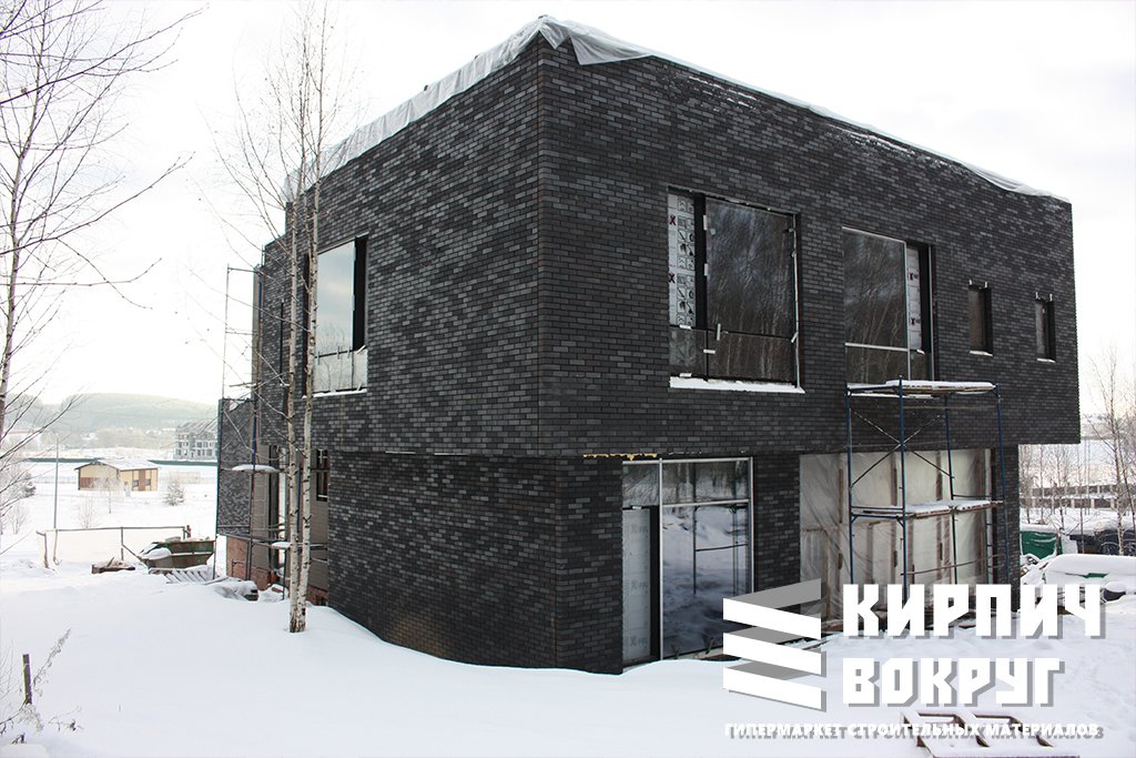 Кирпич Российский Облицовочный, Черный Сплошной, 1NF, Recke